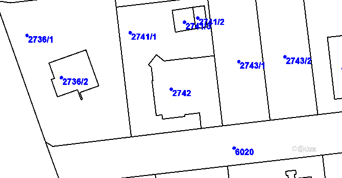 Parcela st. 2742 v KÚ Liberec, Katastrální mapa