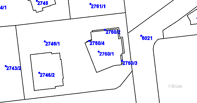 Parcela st. 2760/1 v KÚ Liberec, Katastrální mapa