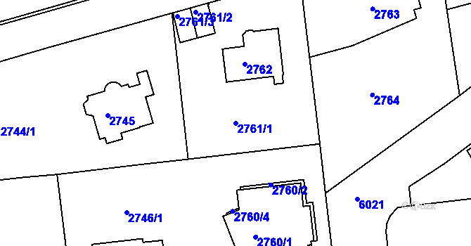 Parcela st. 2761/1 v KÚ Liberec, Katastrální mapa