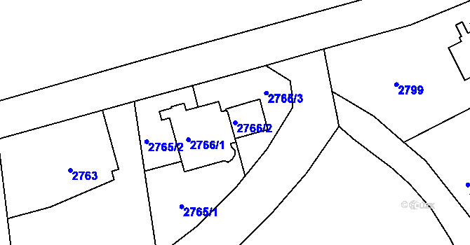 Parcela st. 2766/2 v KÚ Liberec, Katastrální mapa