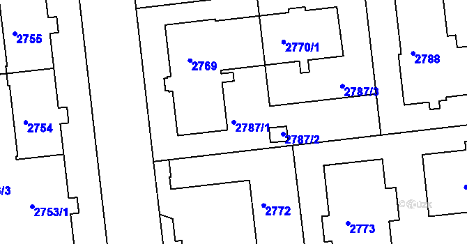 Parcela st. 2787/1 v KÚ Liberec, Katastrální mapa