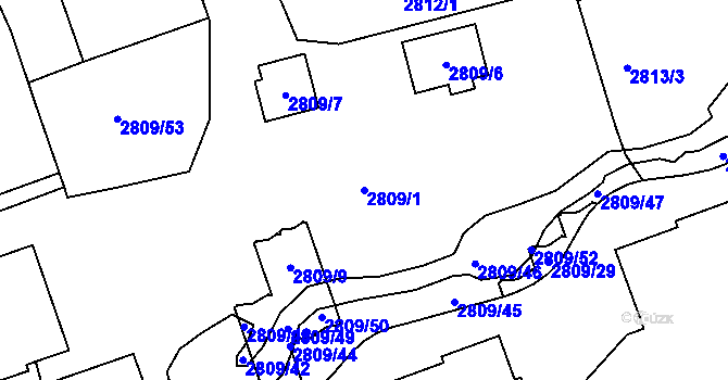 Parcela st. 2809/1 v KÚ Liberec, Katastrální mapa