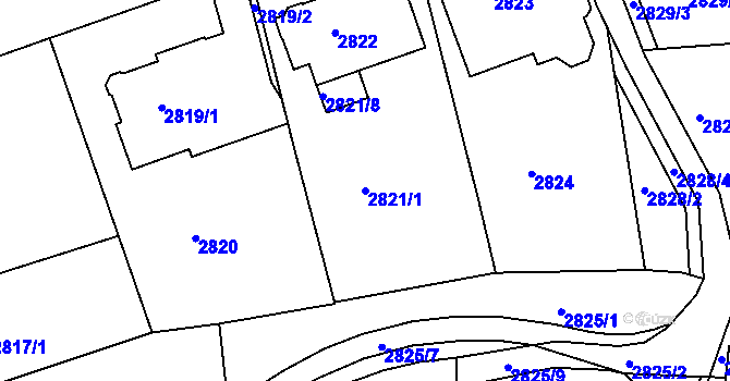 Parcela st. 2821/1 v KÚ Liberec, Katastrální mapa