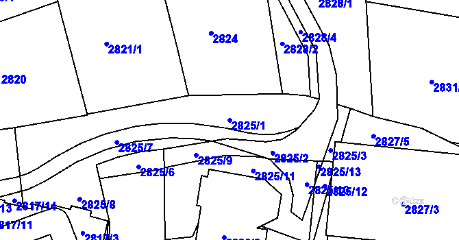 Parcela st. 2825/1 v KÚ Liberec, Katastrální mapa