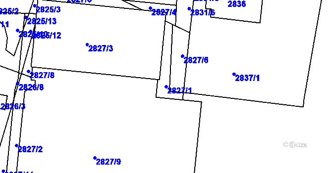 Parcela st. 2827/1 v KÚ Liberec, Katastrální mapa