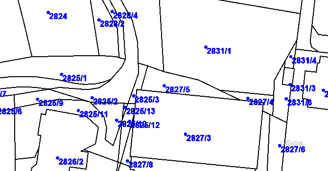 Parcela st. 2827/5 v KÚ Liberec, Katastrální mapa