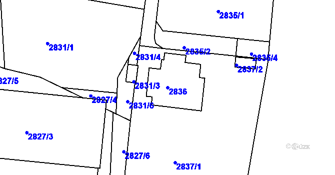 Parcela st. 2836 v KÚ Liberec, Katastrální mapa