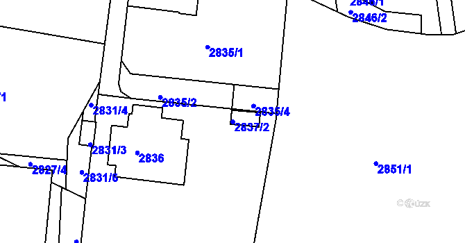 Parcela st. 2837/2 v KÚ Liberec, Katastrální mapa