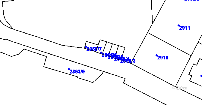 Parcela st. 2855/6 v KÚ Liberec, Katastrální mapa