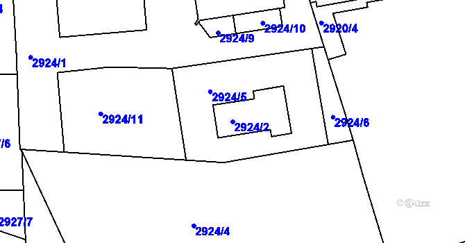 Parcela st. 2924/2 v KÚ Liberec, Katastrální mapa