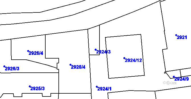 Parcela st. 2924/3 v KÚ Liberec, Katastrální mapa
