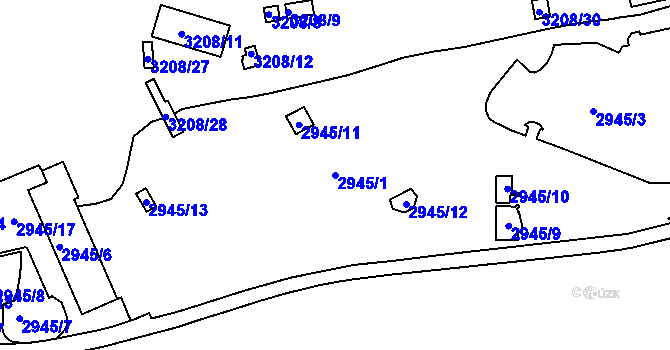 Parcela st. 2945/1 v KÚ Liberec, Katastrální mapa
