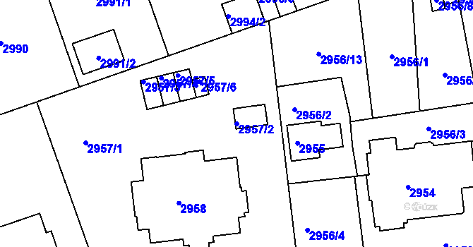 Parcela st. 2957/2 v KÚ Liberec, Katastrální mapa