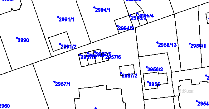 Parcela st. 2957/6 v KÚ Liberec, Katastrální mapa