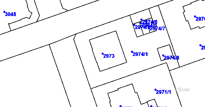 Parcela st. 2973 v KÚ Liberec, Katastrální mapa