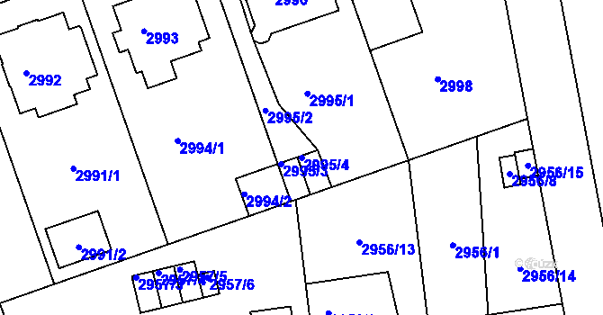 Parcela st. 2995/4 v KÚ Liberec, Katastrální mapa