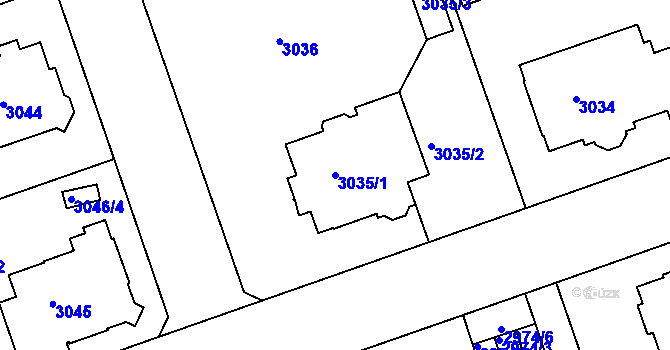 Parcela st. 3035/1 v KÚ Liberec, Katastrální mapa