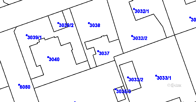 Parcela st. 3037 v KÚ Liberec, Katastrální mapa