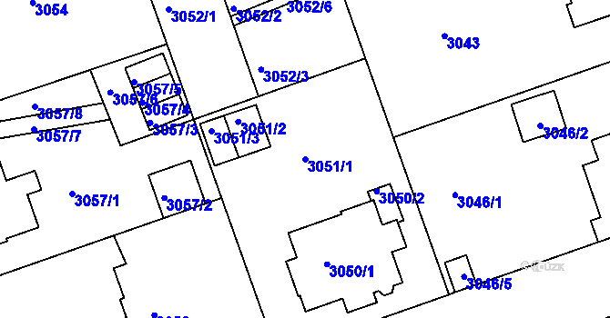 Parcela st. 3051/1 v KÚ Liberec, Katastrální mapa