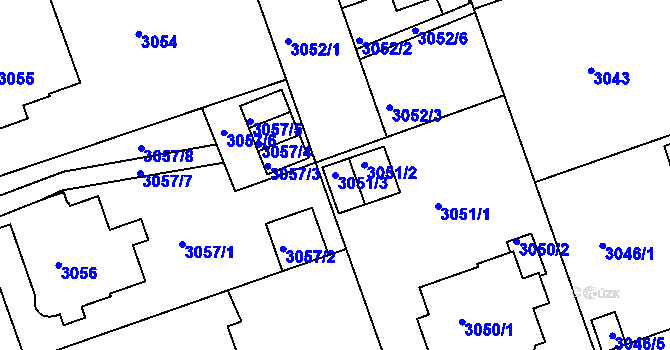 Parcela st. 3051/3 v KÚ Liberec, Katastrální mapa