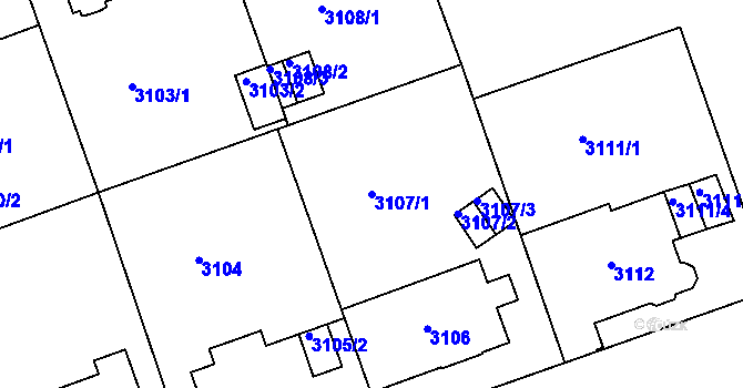 Parcela st. 3107/1 v KÚ Liberec, Katastrální mapa