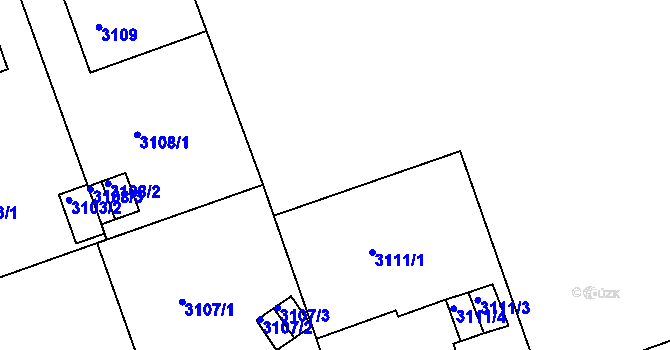 Parcela st. 3111/2 v KÚ Liberec, Katastrální mapa