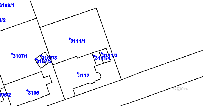Parcela st. 3111/3 v KÚ Liberec, Katastrální mapa