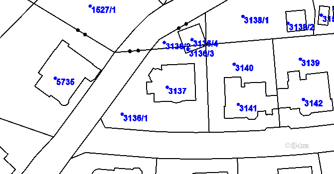 Parcela st. 3137 v KÚ Liberec, Katastrální mapa