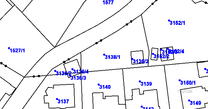 Parcela st. 3138/1 v KÚ Liberec, Katastrální mapa