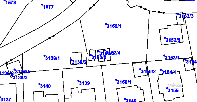 Parcela st. 3152/3 v KÚ Liberec, Katastrální mapa