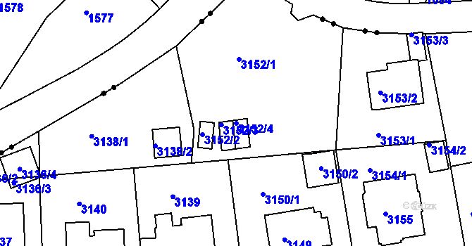 Parcela st. 3152/4 v KÚ Liberec, Katastrální mapa