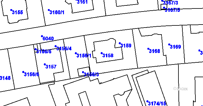 Parcela st. 3158 v KÚ Liberec, Katastrální mapa
