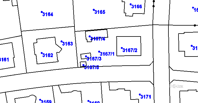 Parcela st. 3167/1 v KÚ Liberec, Katastrální mapa