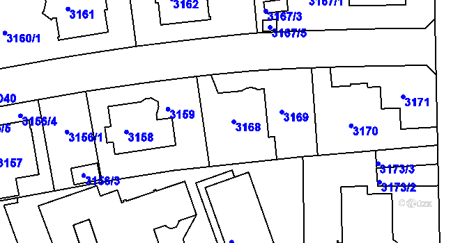 Parcela st. 3168 v KÚ Liberec, Katastrální mapa