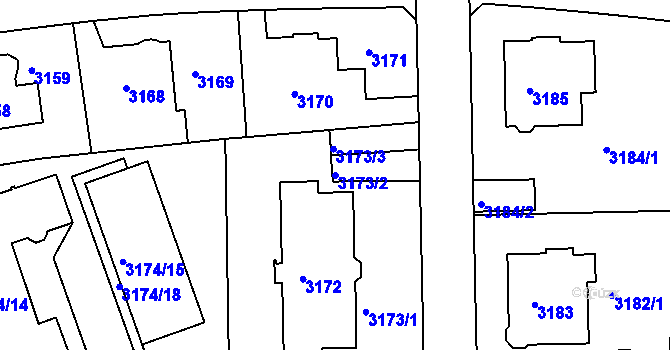 Parcela st. 3173/2 v KÚ Liberec, Katastrální mapa