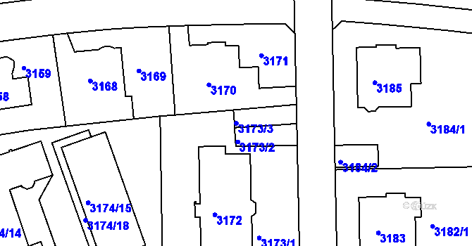 Parcela st. 3173/3 v KÚ Liberec, Katastrální mapa
