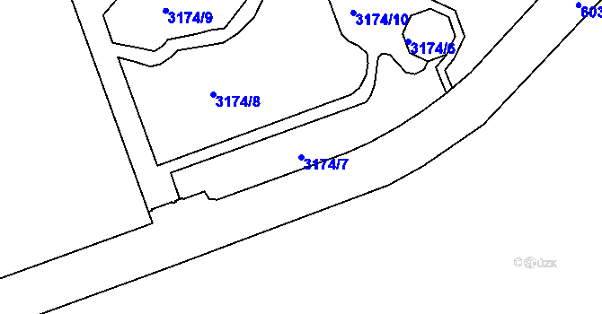 Parcela st. 3174/7 v KÚ Liberec, Katastrální mapa