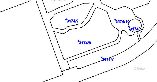 Parcela st. 3174/8 v KÚ Liberec, Katastrální mapa