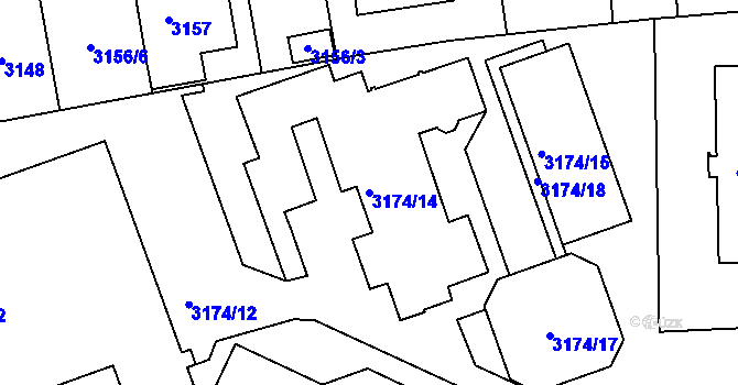 Parcela st. 3174/14 v KÚ Liberec, Katastrální mapa