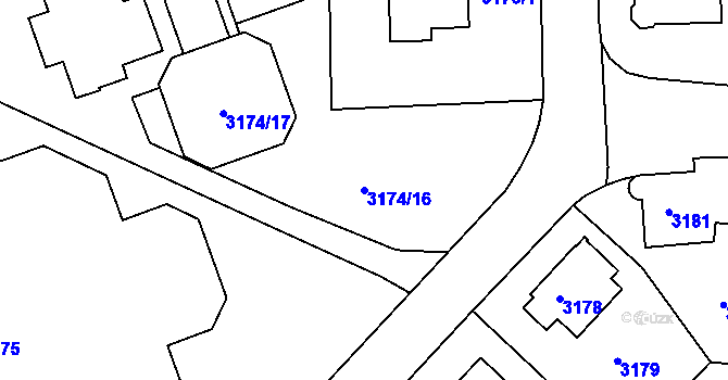 Parcela st. 3174/16 v KÚ Liberec, Katastrální mapa