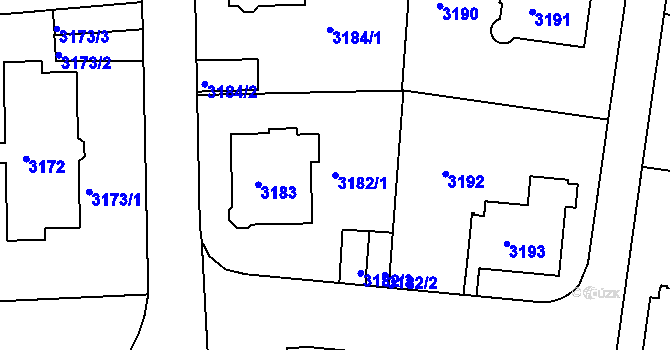 Parcela st. 3182/1 v KÚ Liberec, Katastrální mapa