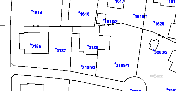 Parcela st. 3188 v KÚ Liberec, Katastrální mapa