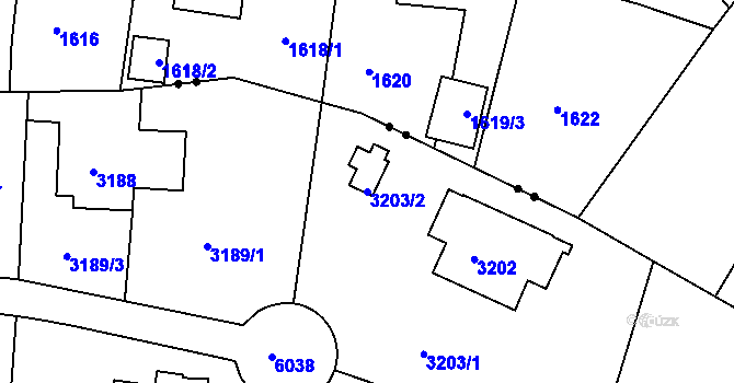 Parcela st. 3203/2 v KÚ Liberec, Katastrální mapa