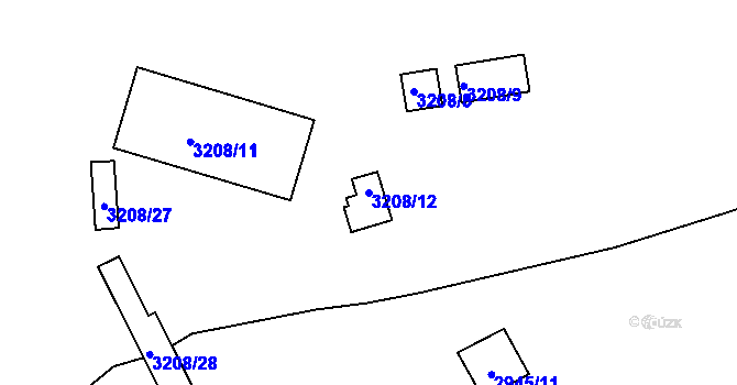 Parcela st. 3208/12 v KÚ Liberec, Katastrální mapa