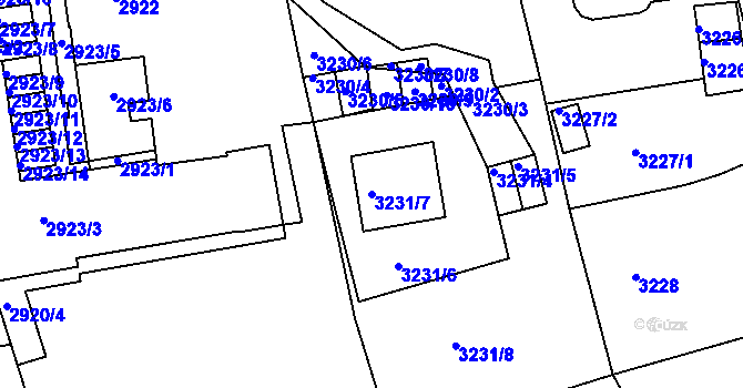 Parcela st. 3231/7 v KÚ Liberec, Katastrální mapa