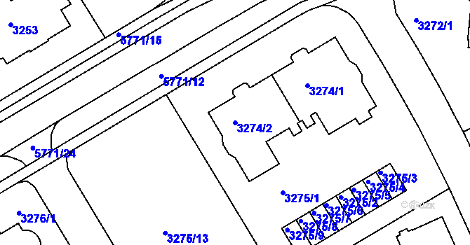 Parcela st. 3274/2 v KÚ Liberec, Katastrální mapa