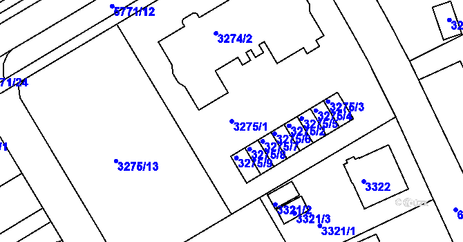 Parcela st. 3275/1 v KÚ Liberec, Katastrální mapa