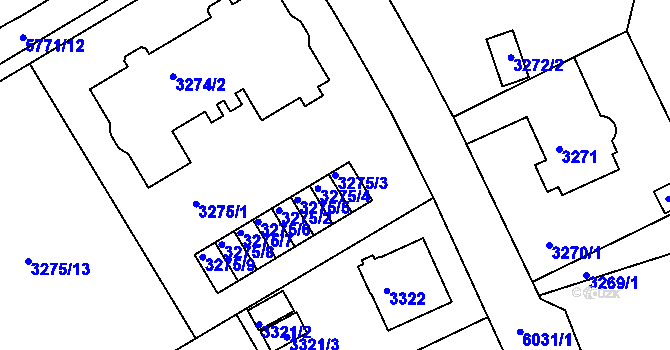 Parcela st. 3275/3 v KÚ Liberec, Katastrální mapa