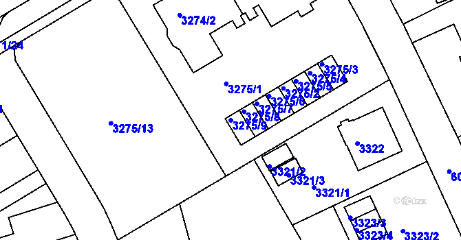 Parcela st. 3275/9 v KÚ Liberec, Katastrální mapa
