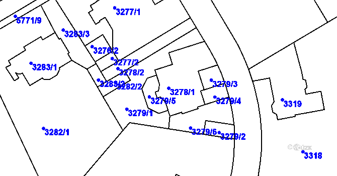 Parcela st. 3278/1 v KÚ Liberec, Katastrální mapa